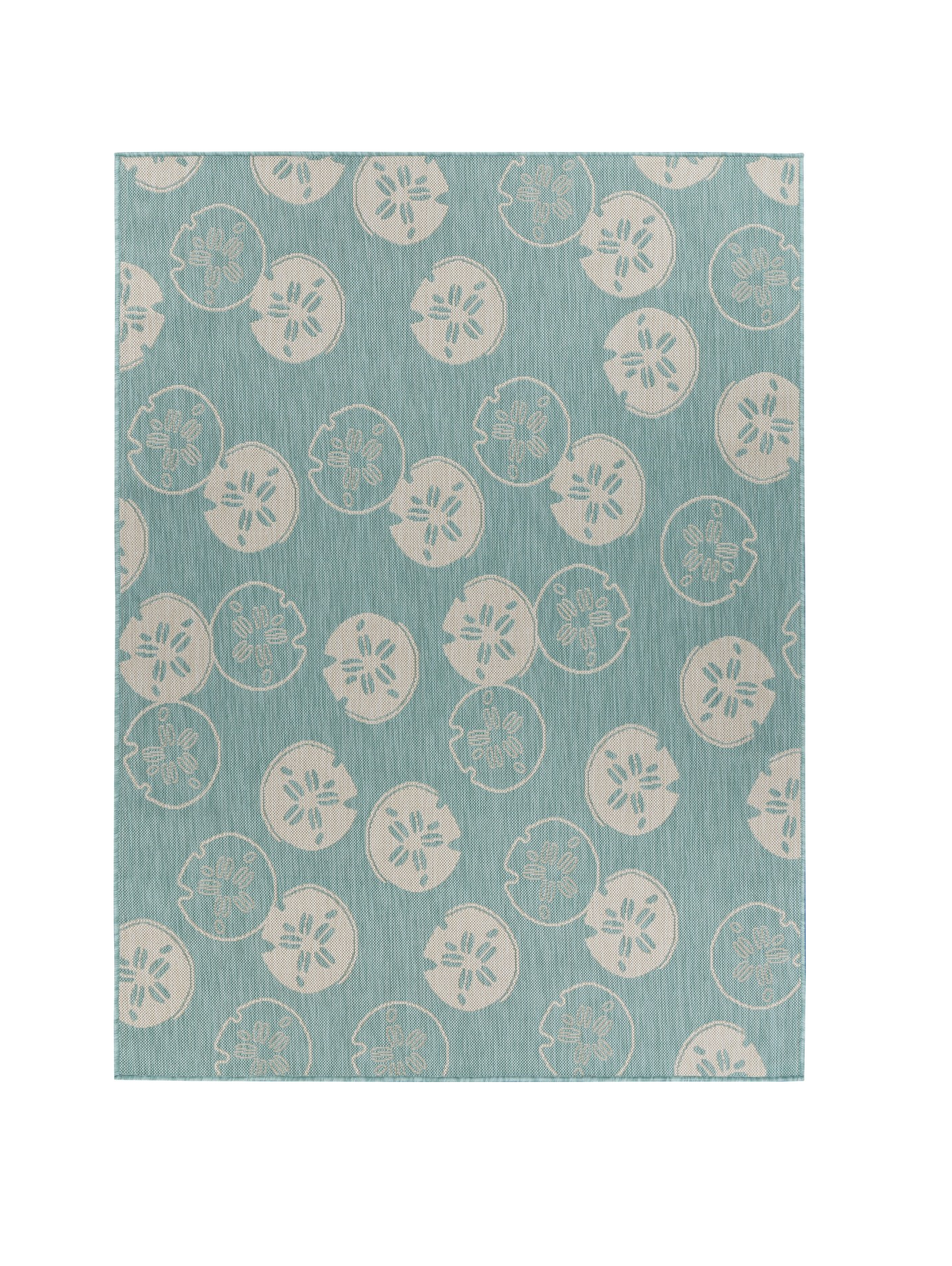 5’ x 7’ Teal Sand Dollars Indoor Outdoor Area Rug