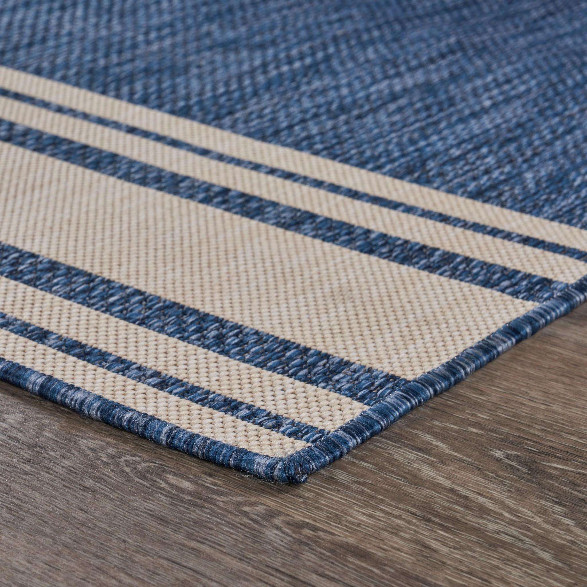 5’ x 7’ Navy Nautical Indoor Outdoor Area Rug