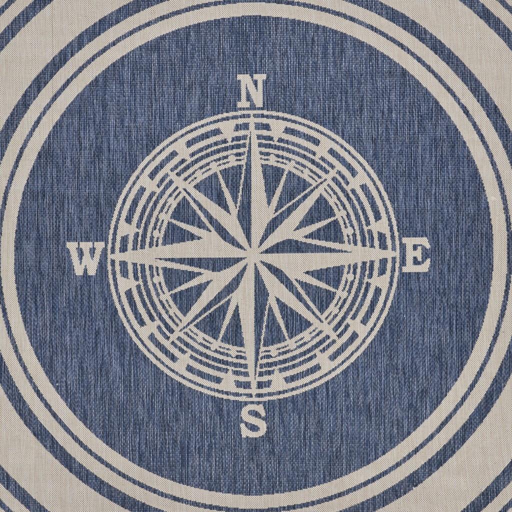 8’ Round Navy Nautical Indoor Outdoor Area Rug