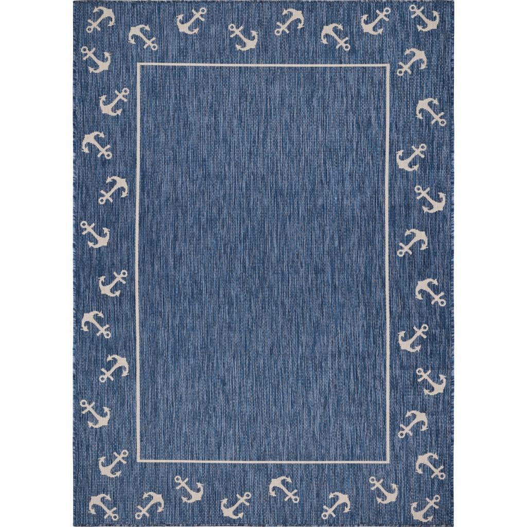 5’ x 7’ Navy Anchor Indoor Outdoor Area Rug