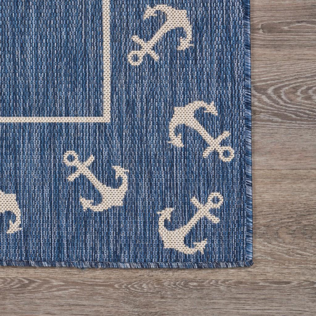 5’ x 7’ Navy Anchor Indoor Outdoor Area Rug