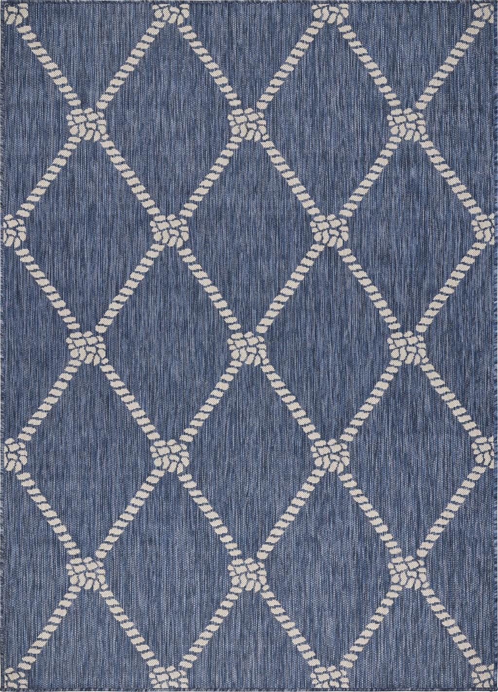 5’ x 7’ Navy Knot Indoor Outdoor Area Rug