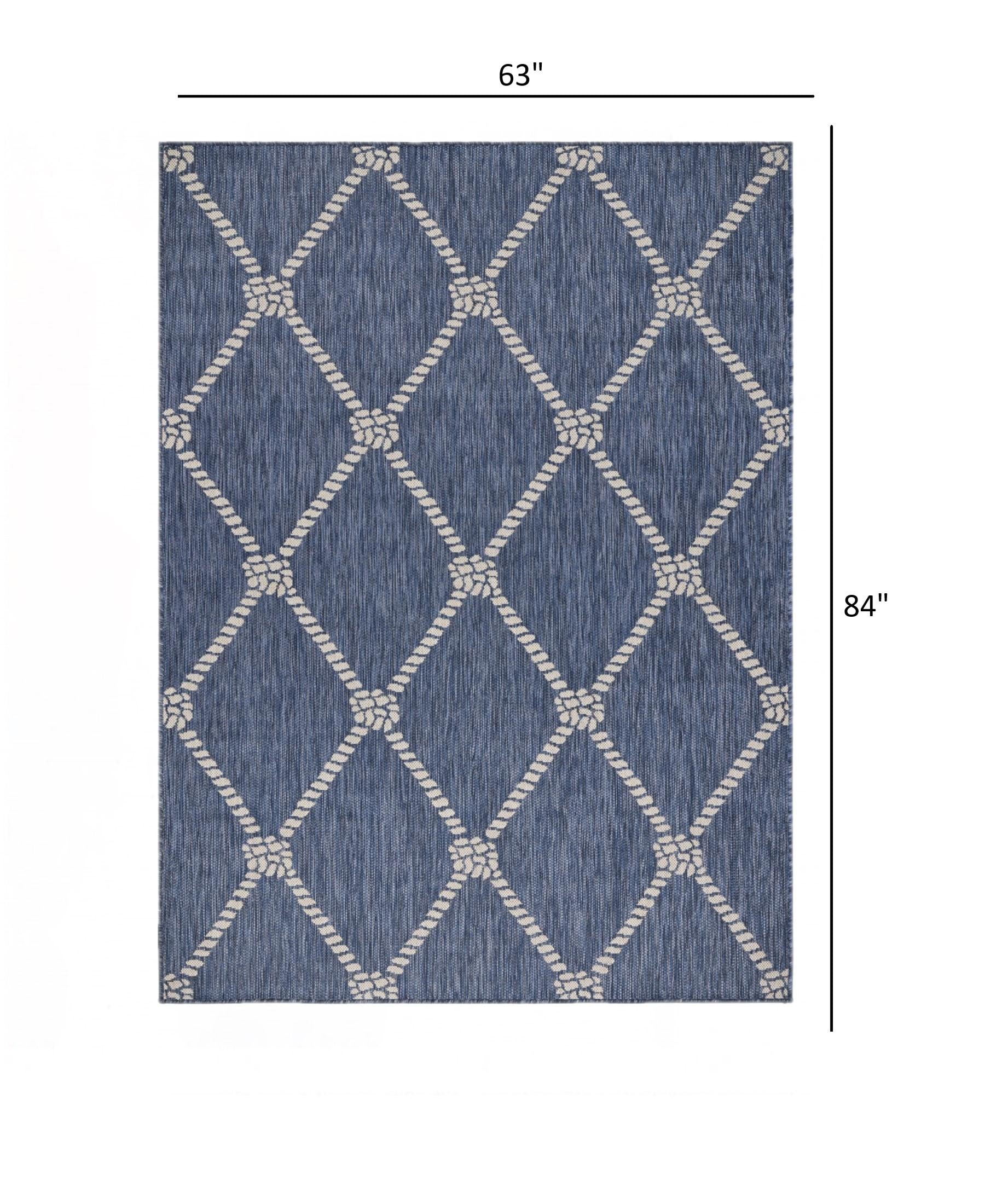 5’ x 7’ Navy Knot Indoor Outdoor Area Rug