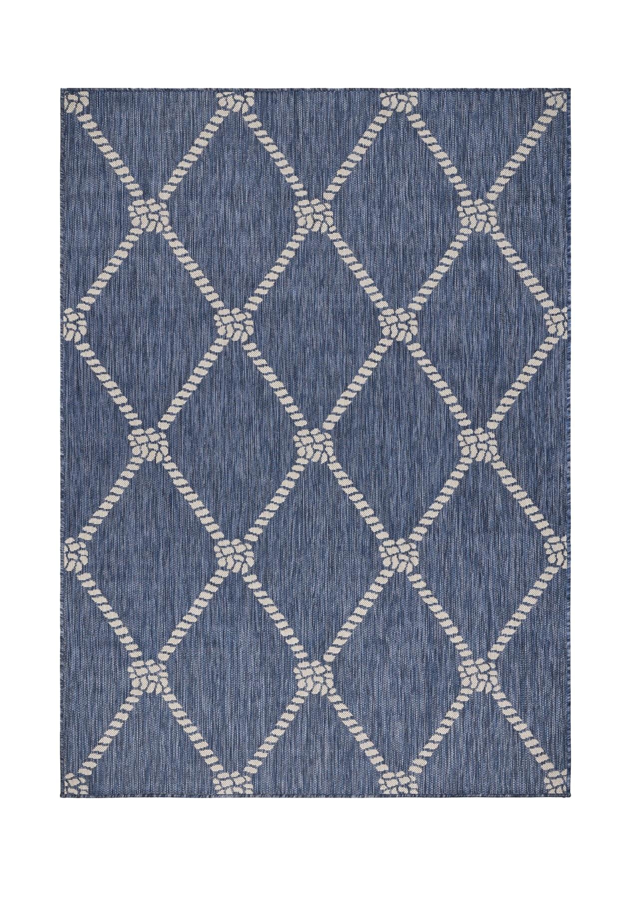 5’ x 7’ Navy Knot Indoor Outdoor Area Rug