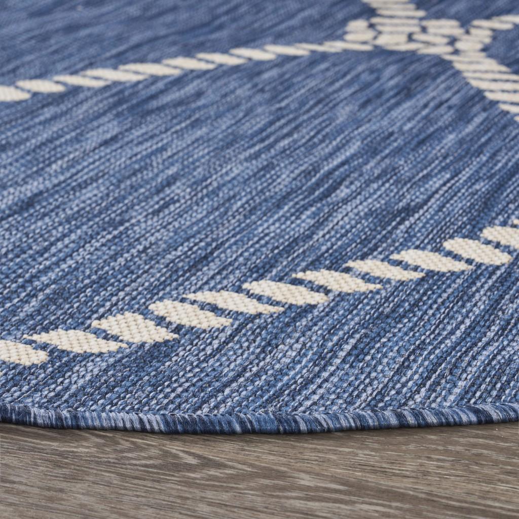 8’ Round Navy Knot Indoor Outdoor Area Rug