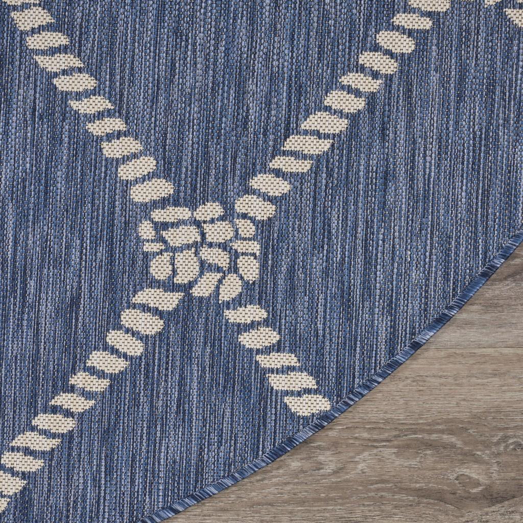 8’ Round Navy Knot Indoor Outdoor Area Rug