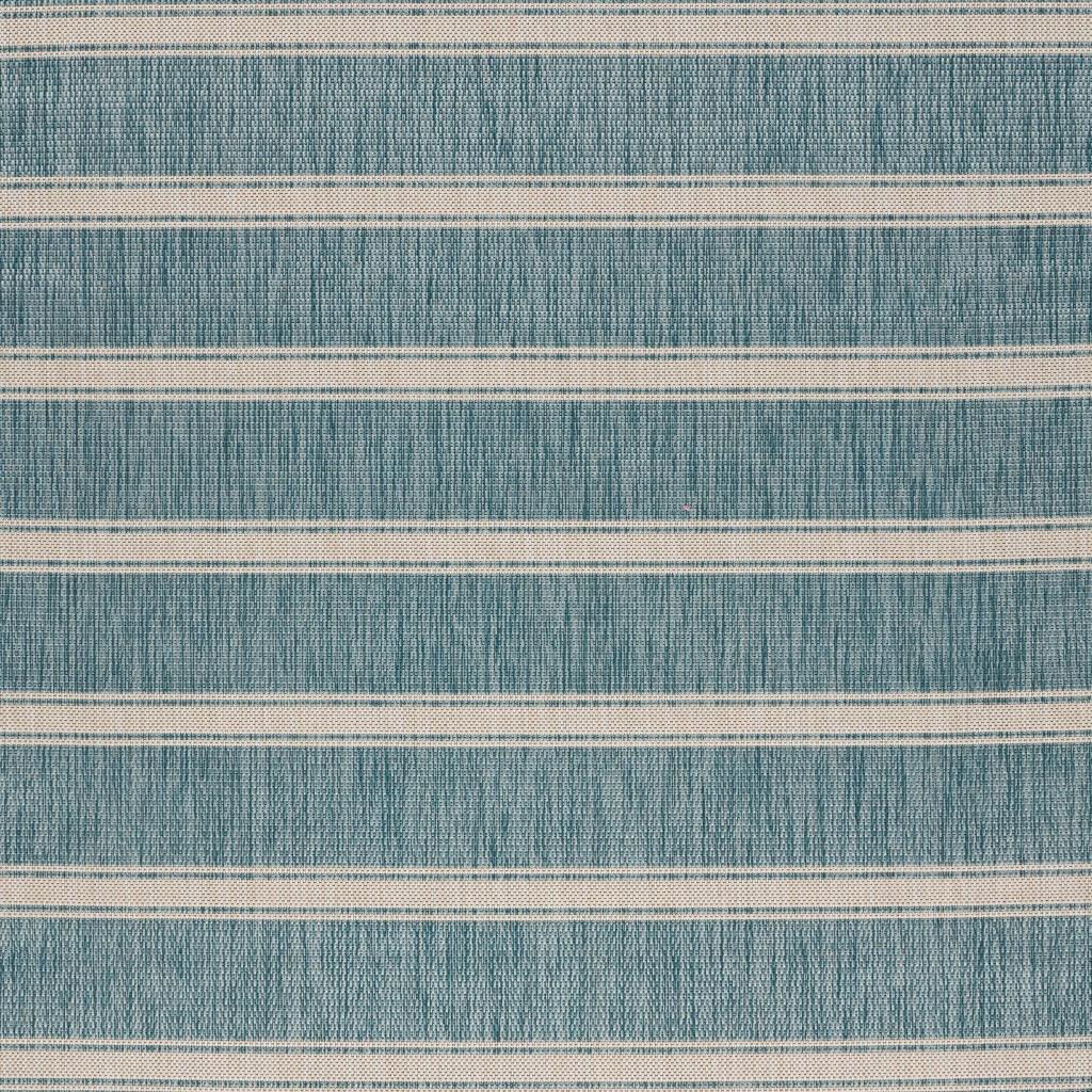 5’ x 7’ Teal Striped Indoor Outdoor Area Rug