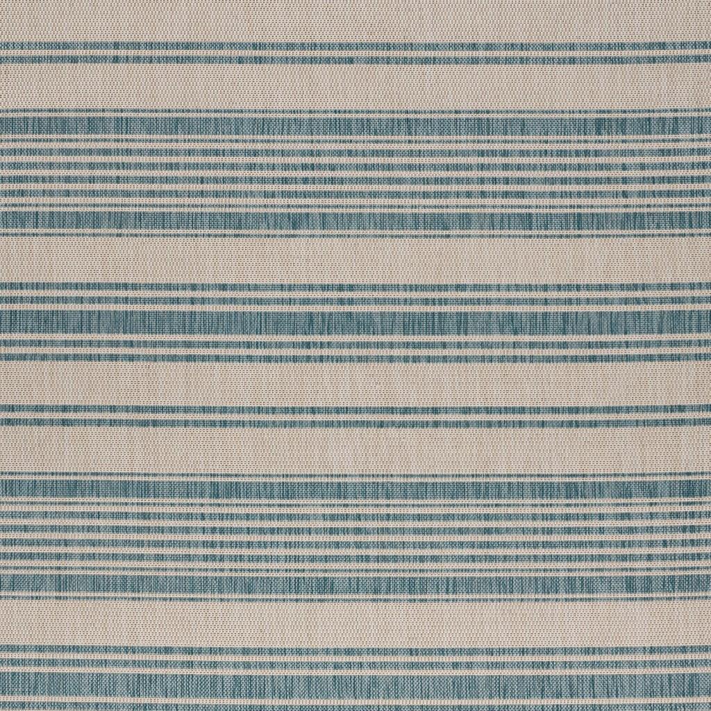 5’ x 7’ Teal Uneven Stripe Indoor Outdoor Area Rug