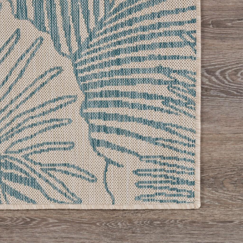 5’ x 7’ Teal Tropical Indoor Outdoor Area Rug