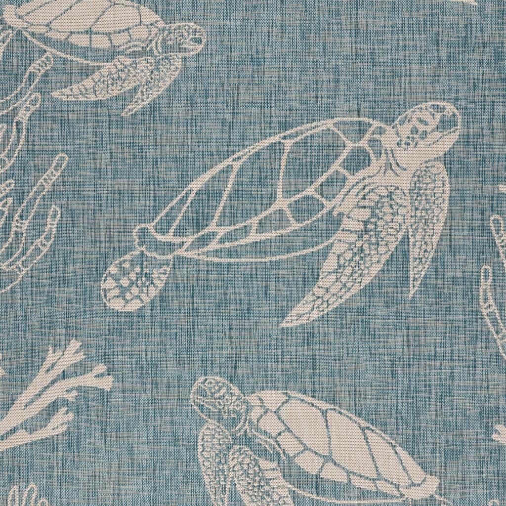 8’ x 10’ Teal Turtle Indoor Outdoor Area Rug