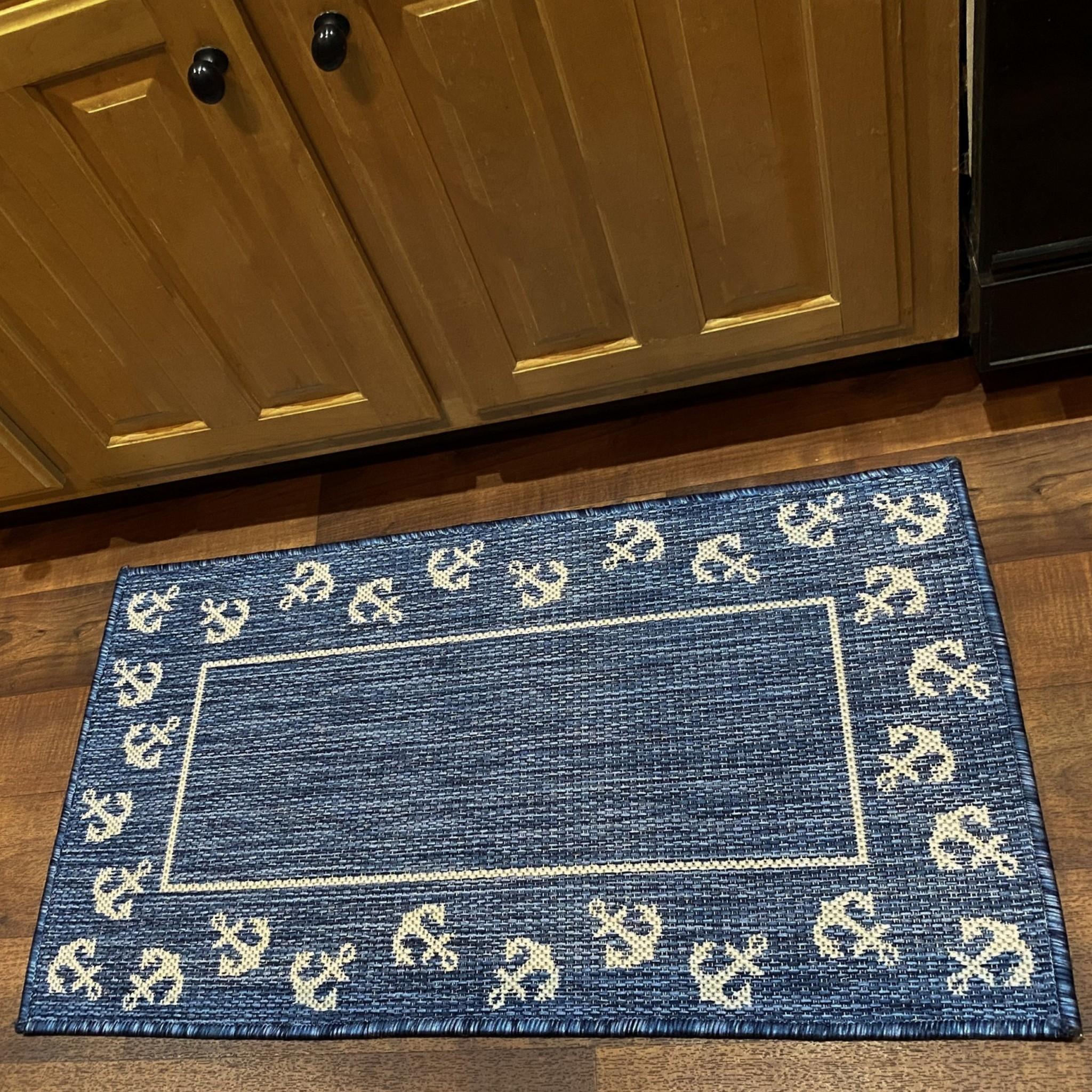 2’ x 3’ Navy Anchor Indoor Outdoor Scatter Rug