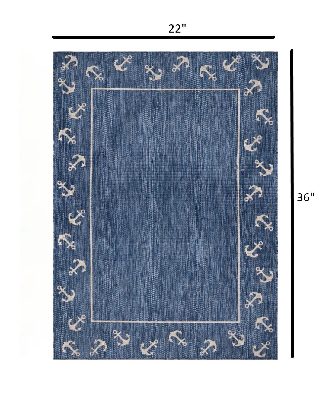 2’ x 3’ Navy Anchor Indoor Outdoor Scatter Rug