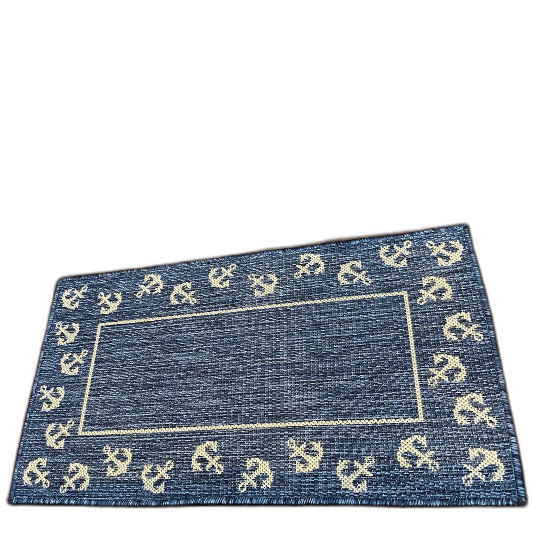 2’ x 3’ Navy Anchor Indoor Outdoor Scatter Rug