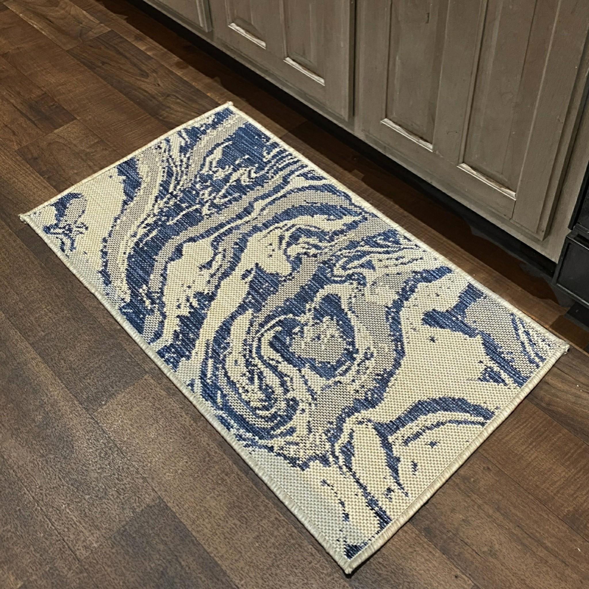 2’ x 3’ Navy Abstract Indoor Outdoor Scatter Rug