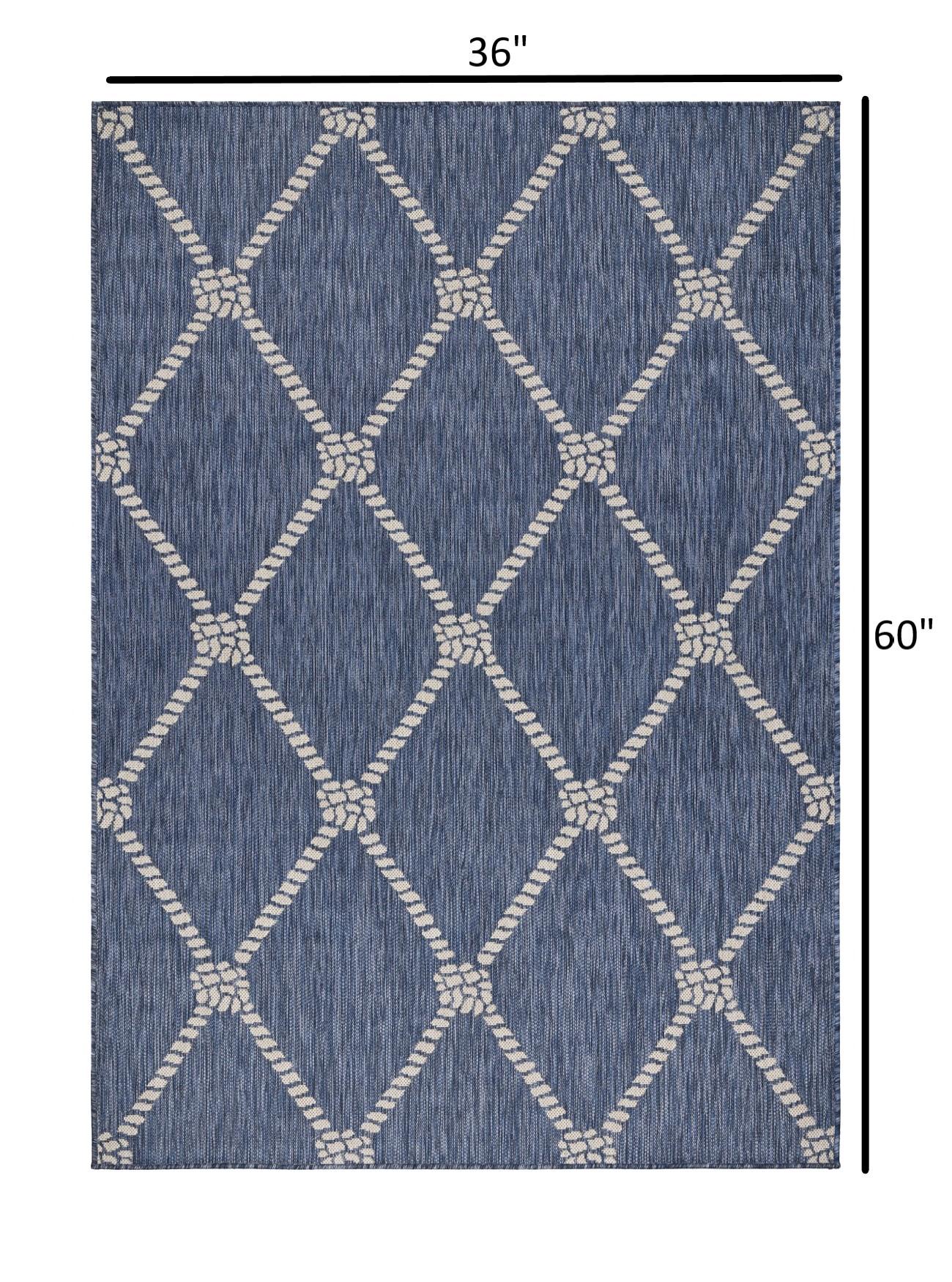 3’ x 5’ Navy Knot Indoor Outdoor Area Rug