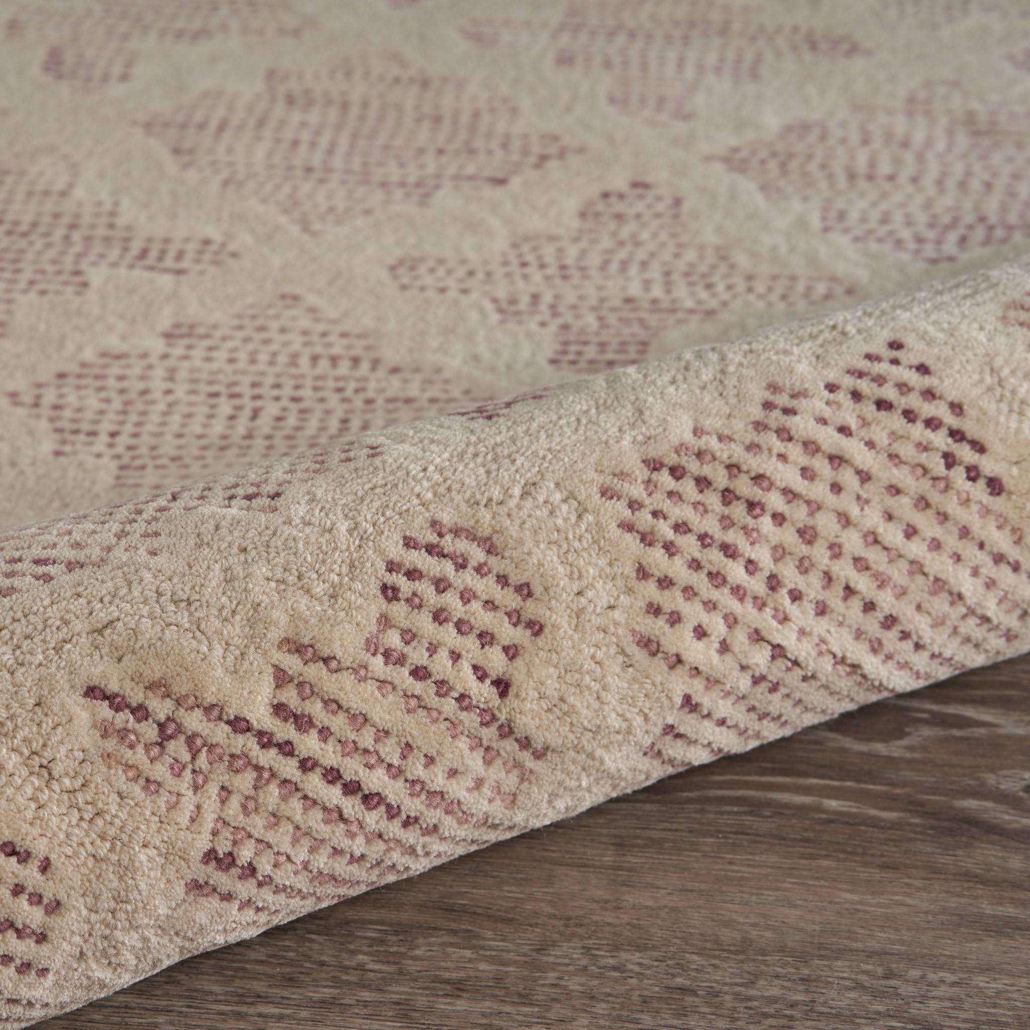 4’ Round Blush Pink Floral Lattice Area Rug