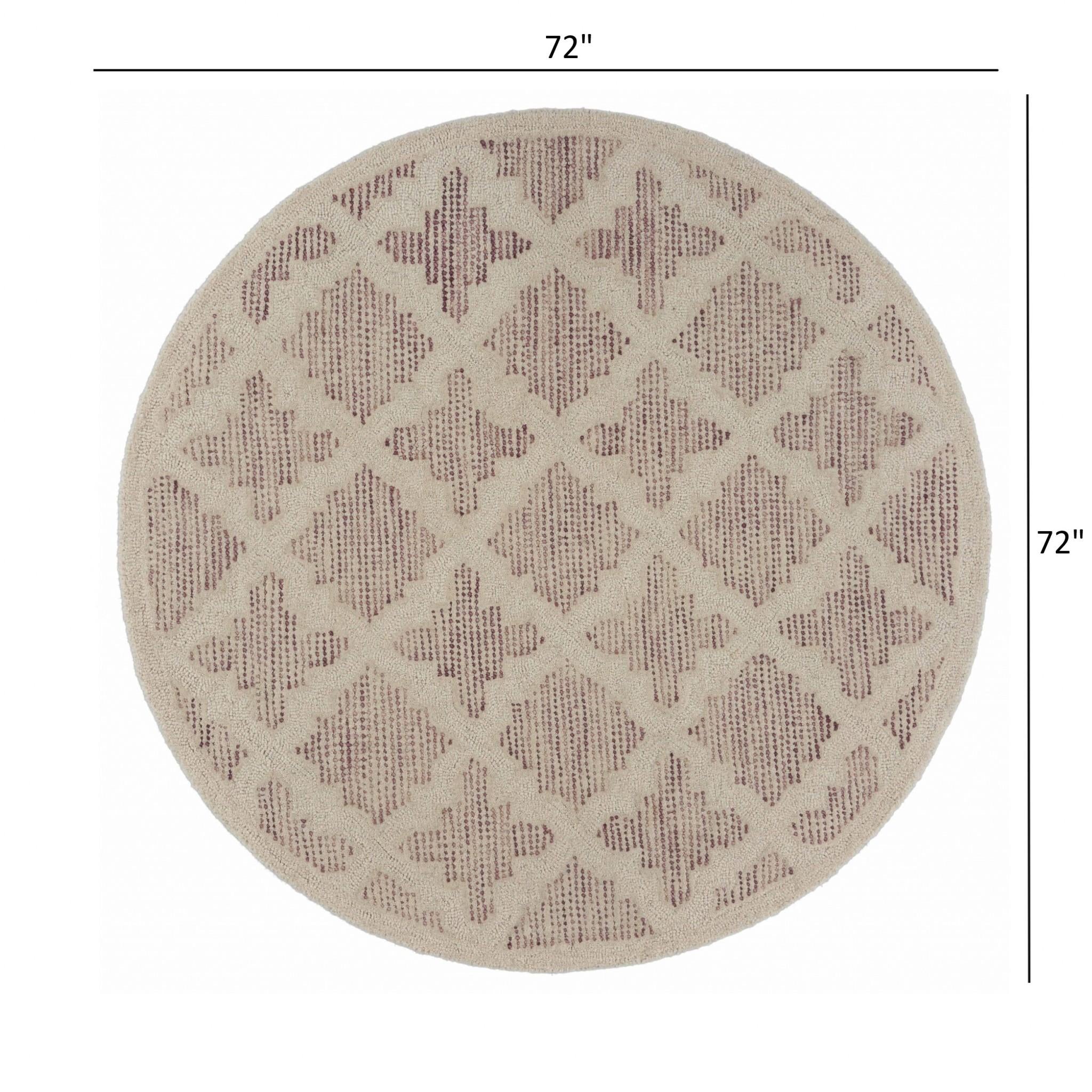 6’ Round Blush Pink Floral Lattice Area Rug