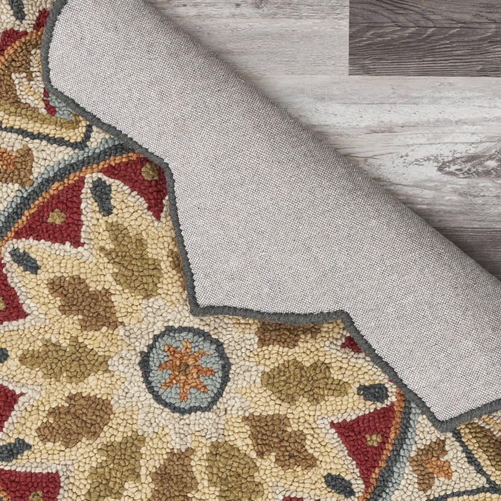 6’ Round Red Decorative Petaled Edge Area Rug