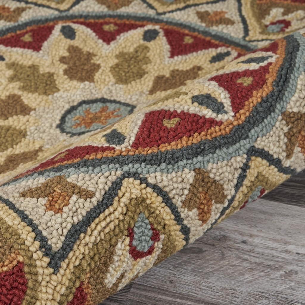 6’ Round Red Decorative Petaled Edge Area Rug