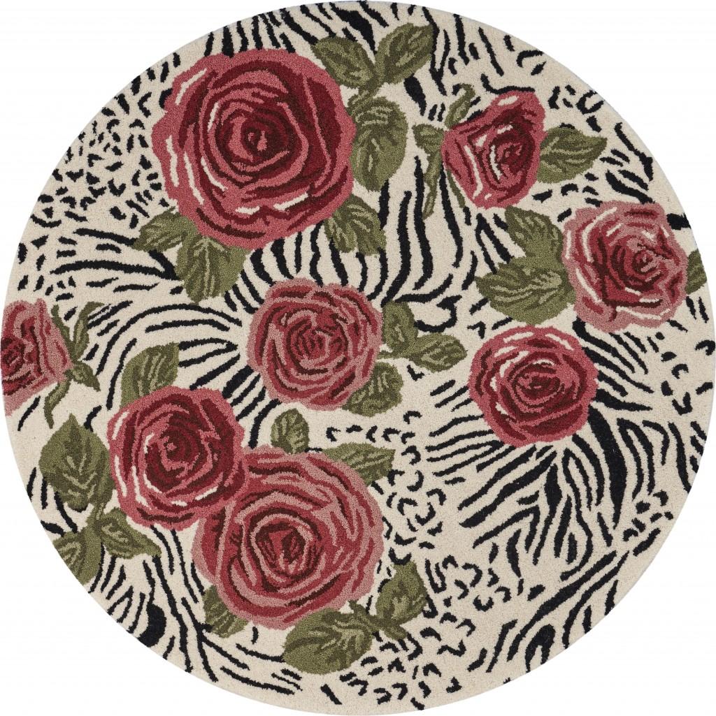 6’ Round Red Rose Bed Area Rug Default Title