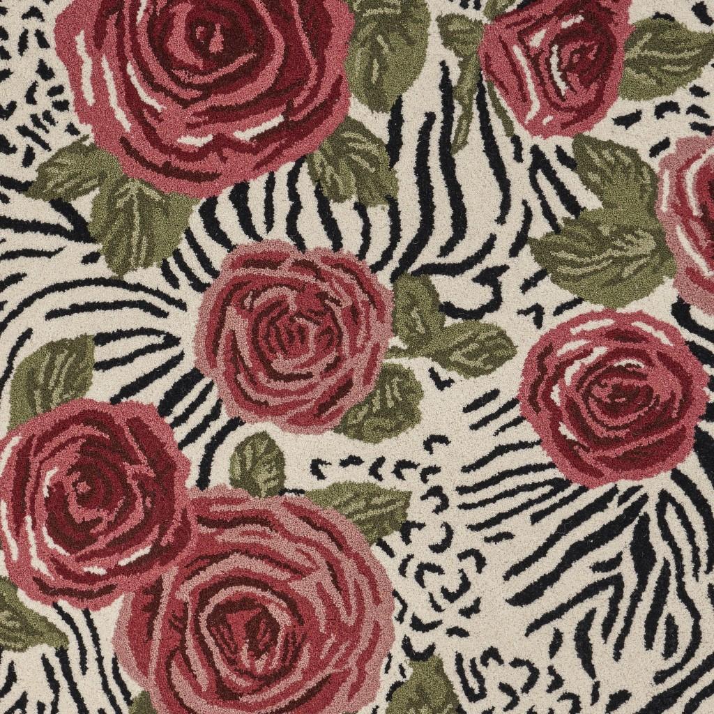 6’ Round Red Rose Bed Area Rug