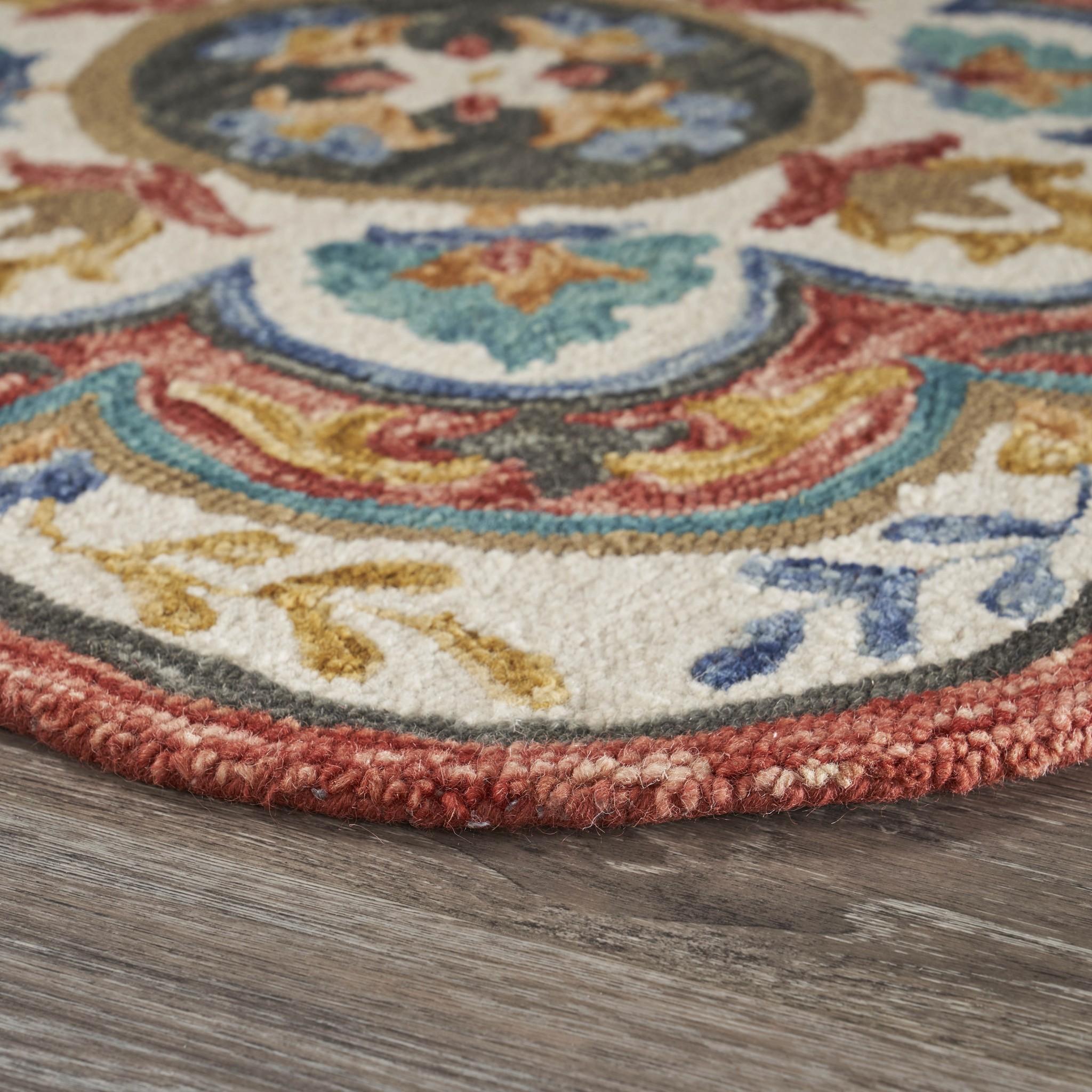 6’ Round Red Layered Petals Area Rug