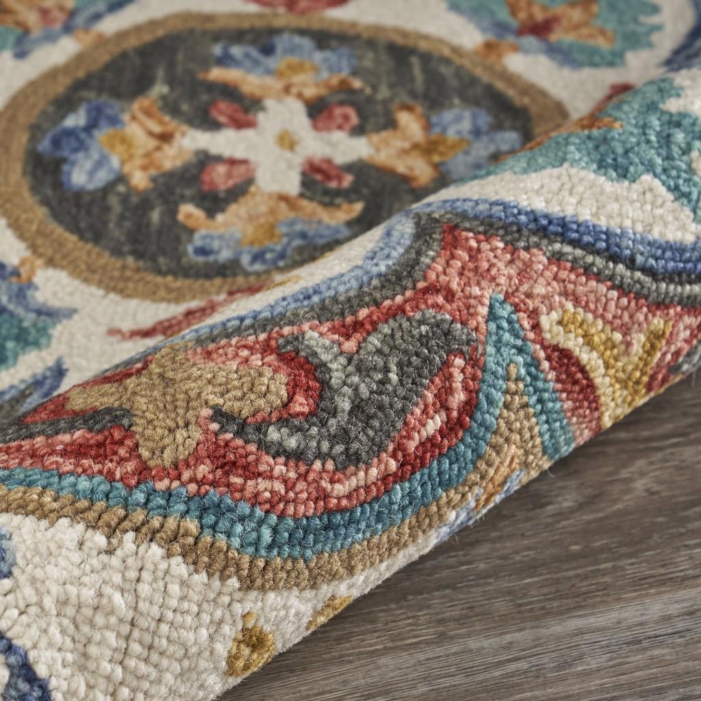 6’ Round Red Layered Petals Area Rug