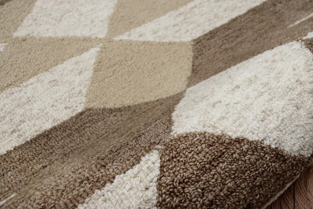 6’ Round Brown Bohemian Geometric Area Rug