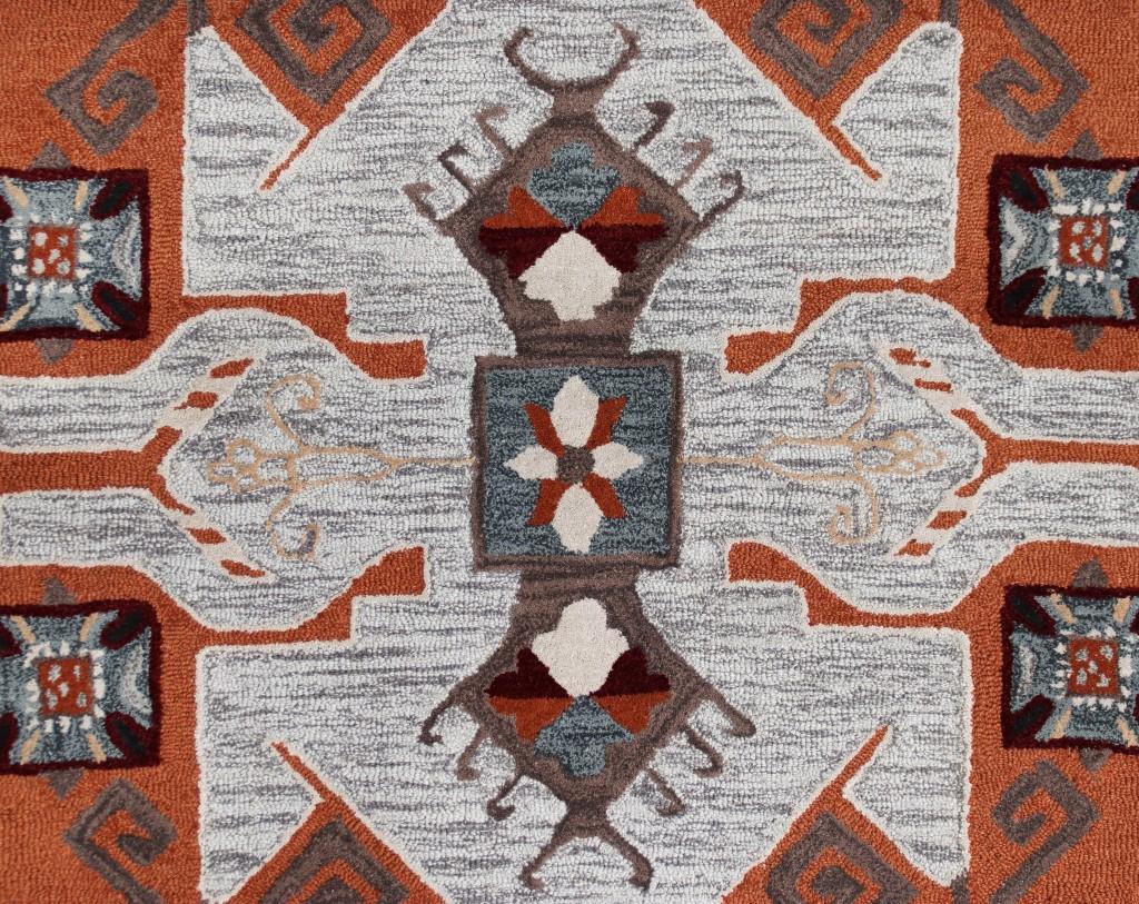 6’ Round Terracotta Tribal Area Rug