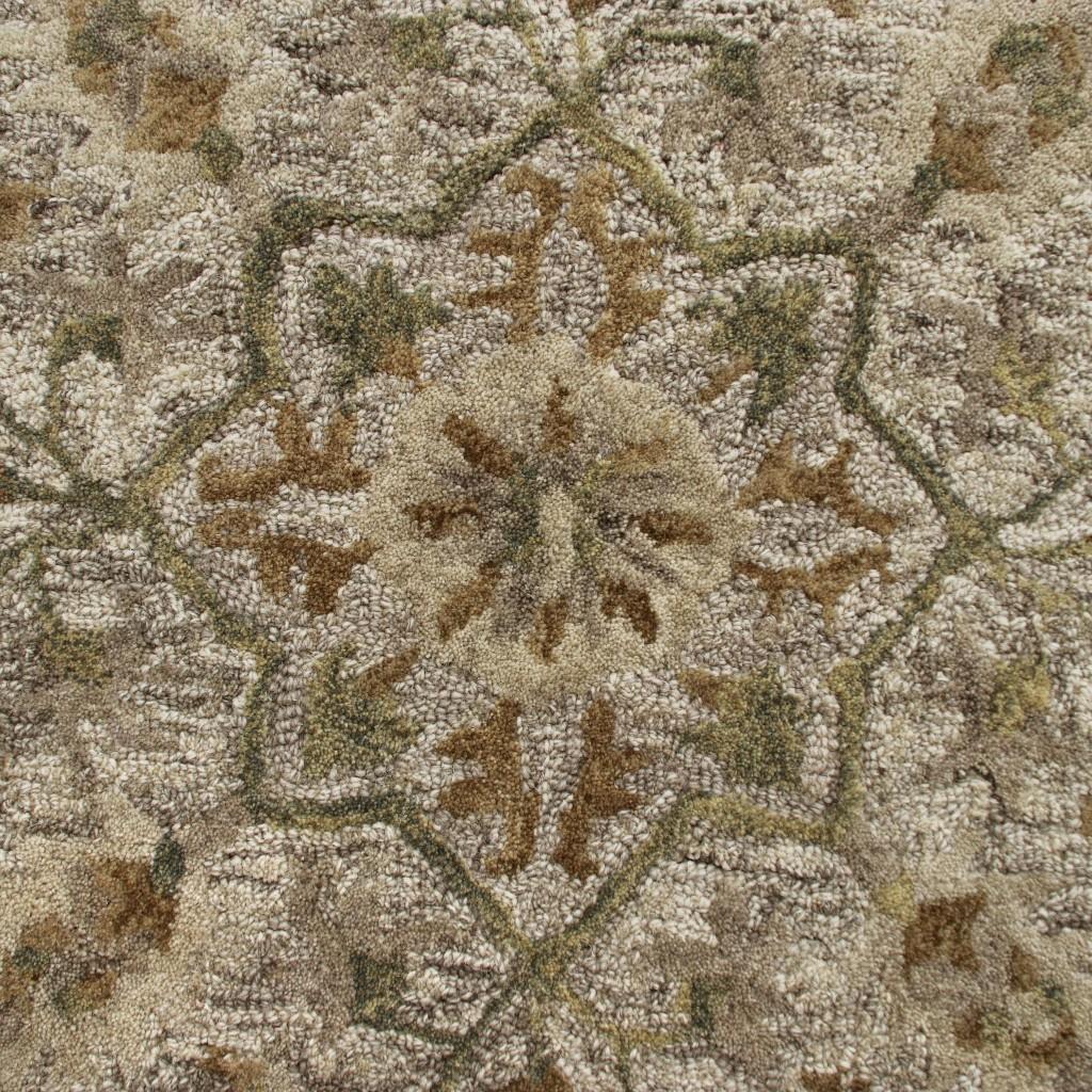 6’ Round Beige Distressed Medallion Area Rug