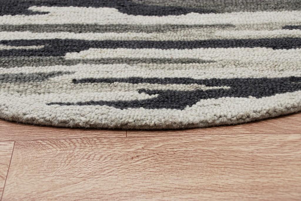 4’ Round Black and Gray Camouflage Area Rug