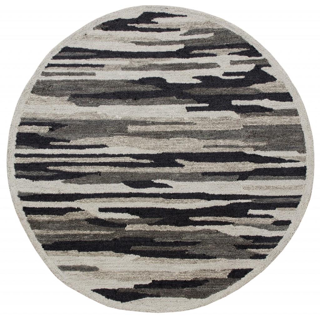 6’ Round Black and Gray Camouflage Area Rug Default Title