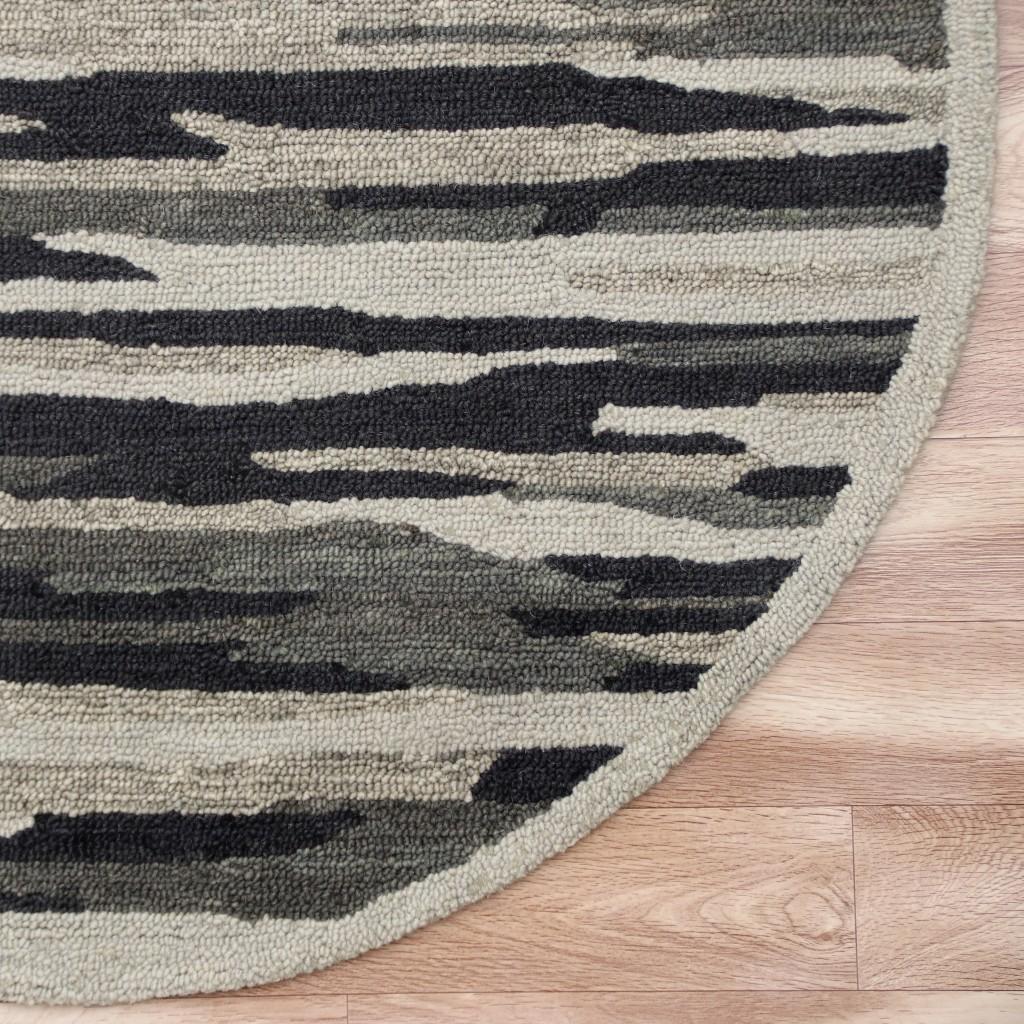 6’ Round Black and Gray Camouflage Area Rug