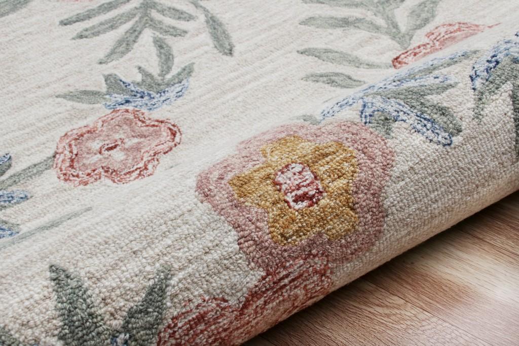 6’ Round Gray Floral Traditional Area Rug