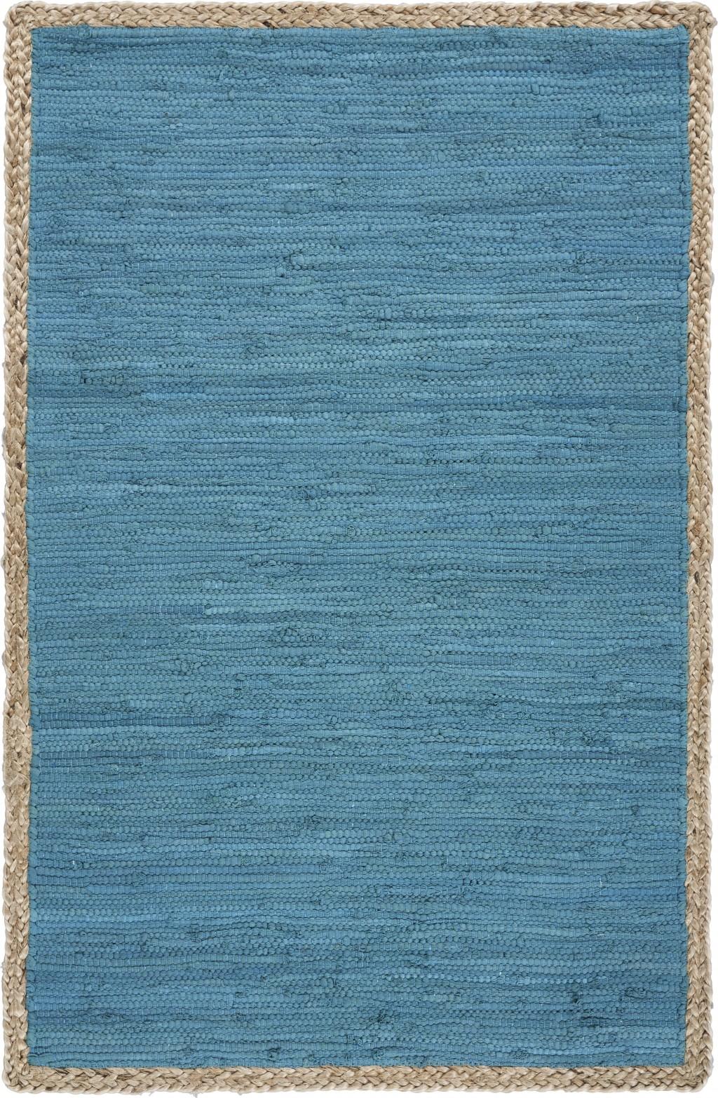 3’ x 4’ Blue and Tan Braided Border Area Rug Default Title