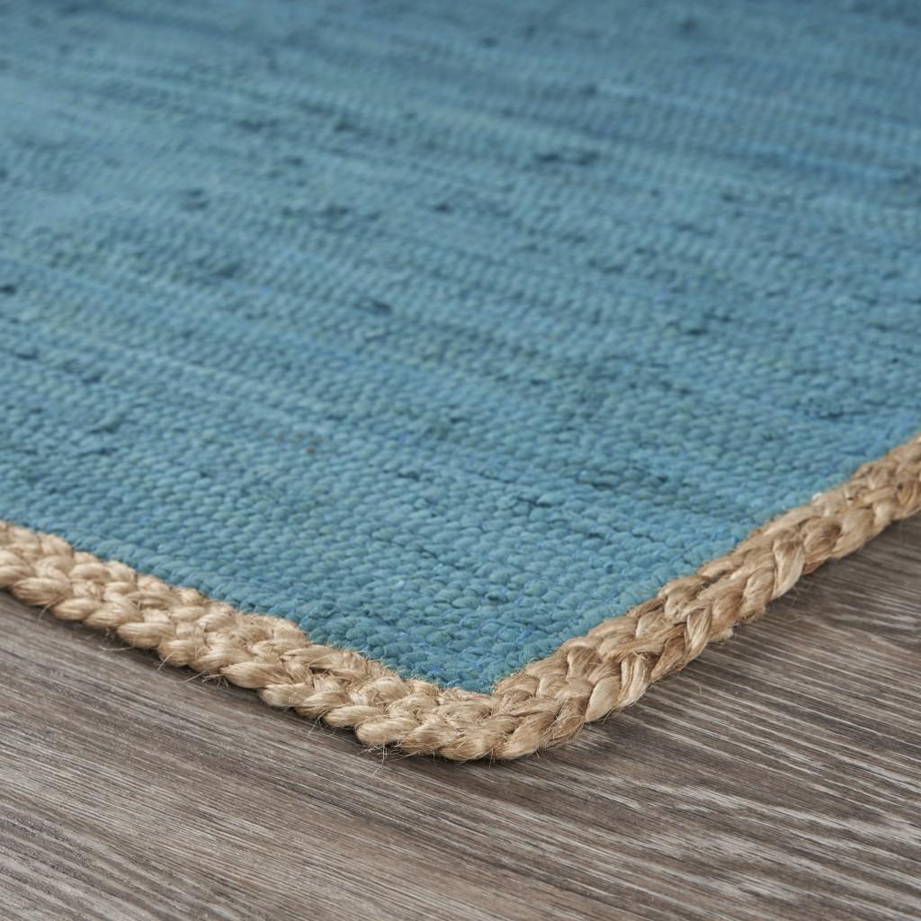 3’ x 4’ Blue and Tan Braided Border Area Rug
