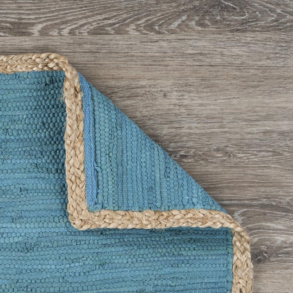 3’ x 4’ Blue and Tan Braided Border Area Rug