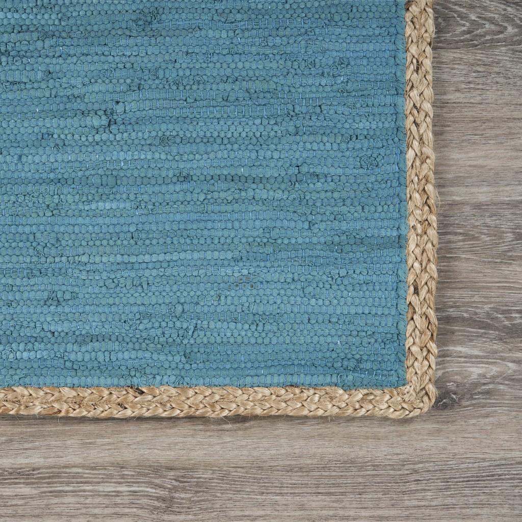 3’ x 4’ Blue and Tan Braided Border Area Rug