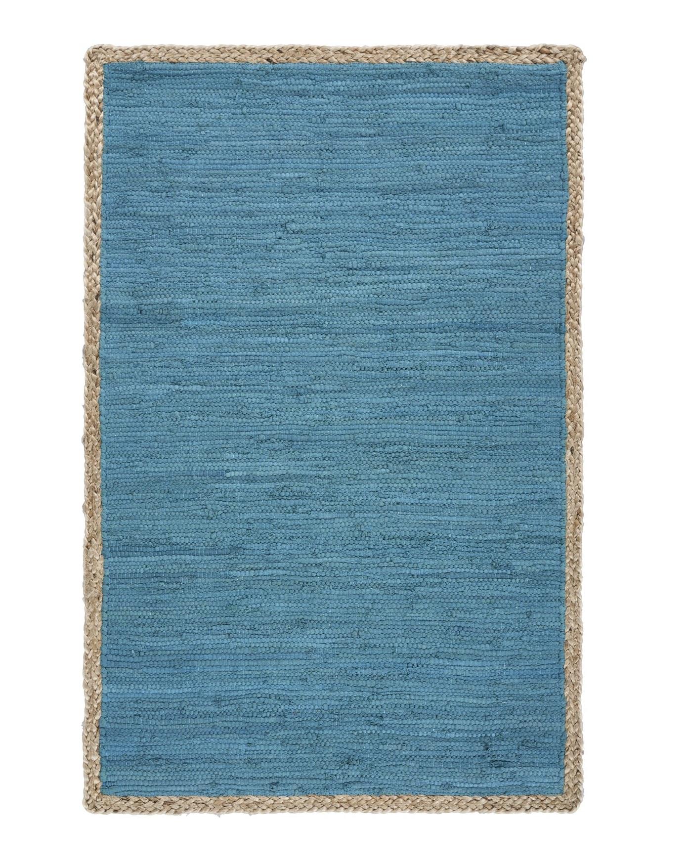 3’ x 4’ Blue and Tan Braided Border Area Rug