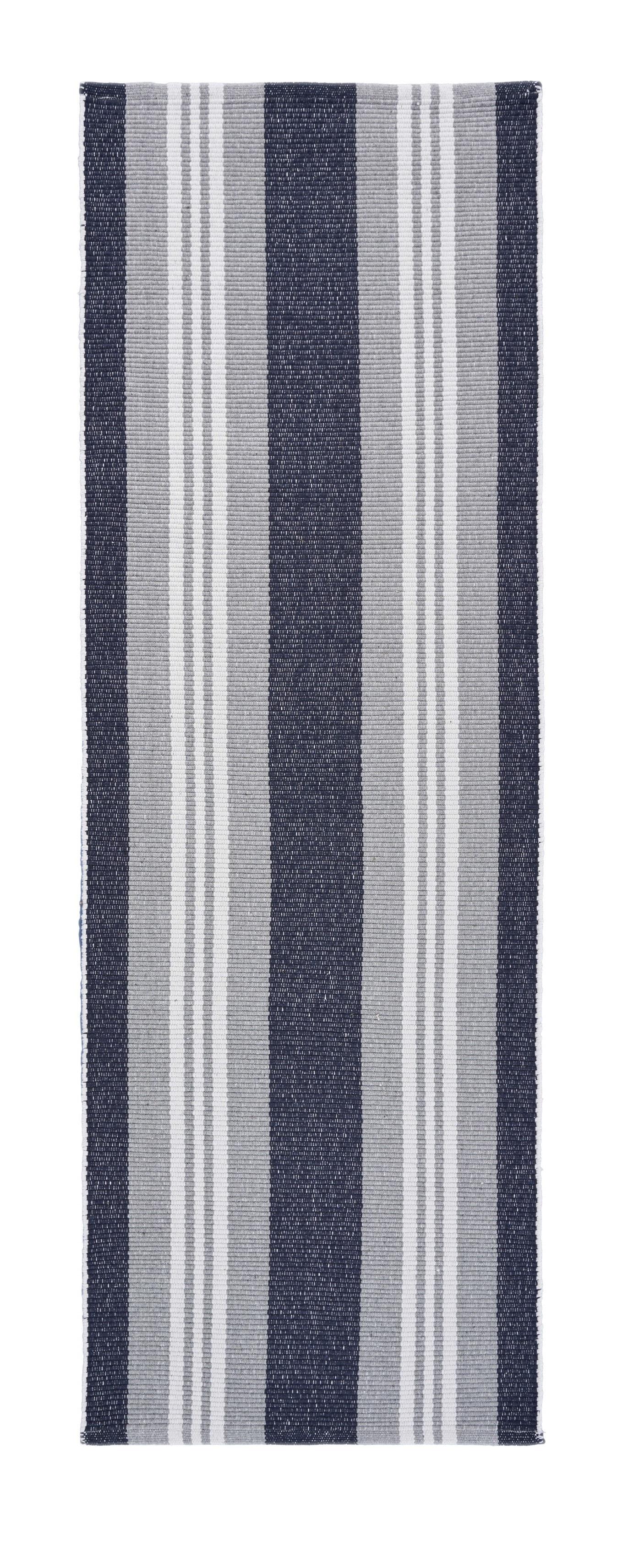 2’ x 6’ Navy and Ivory Striped Runner Rug