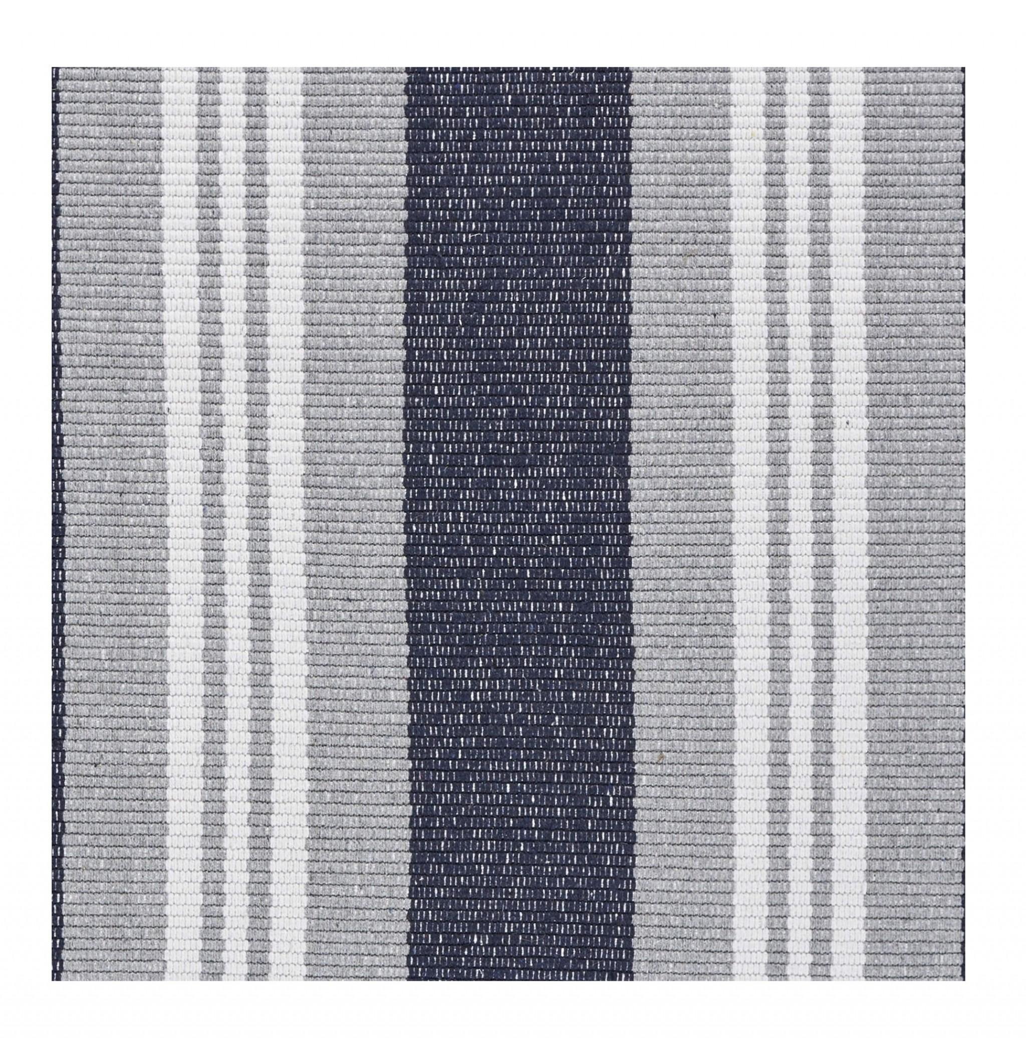 3’ x 4’ Navy and Ivory Striped Runner Rug