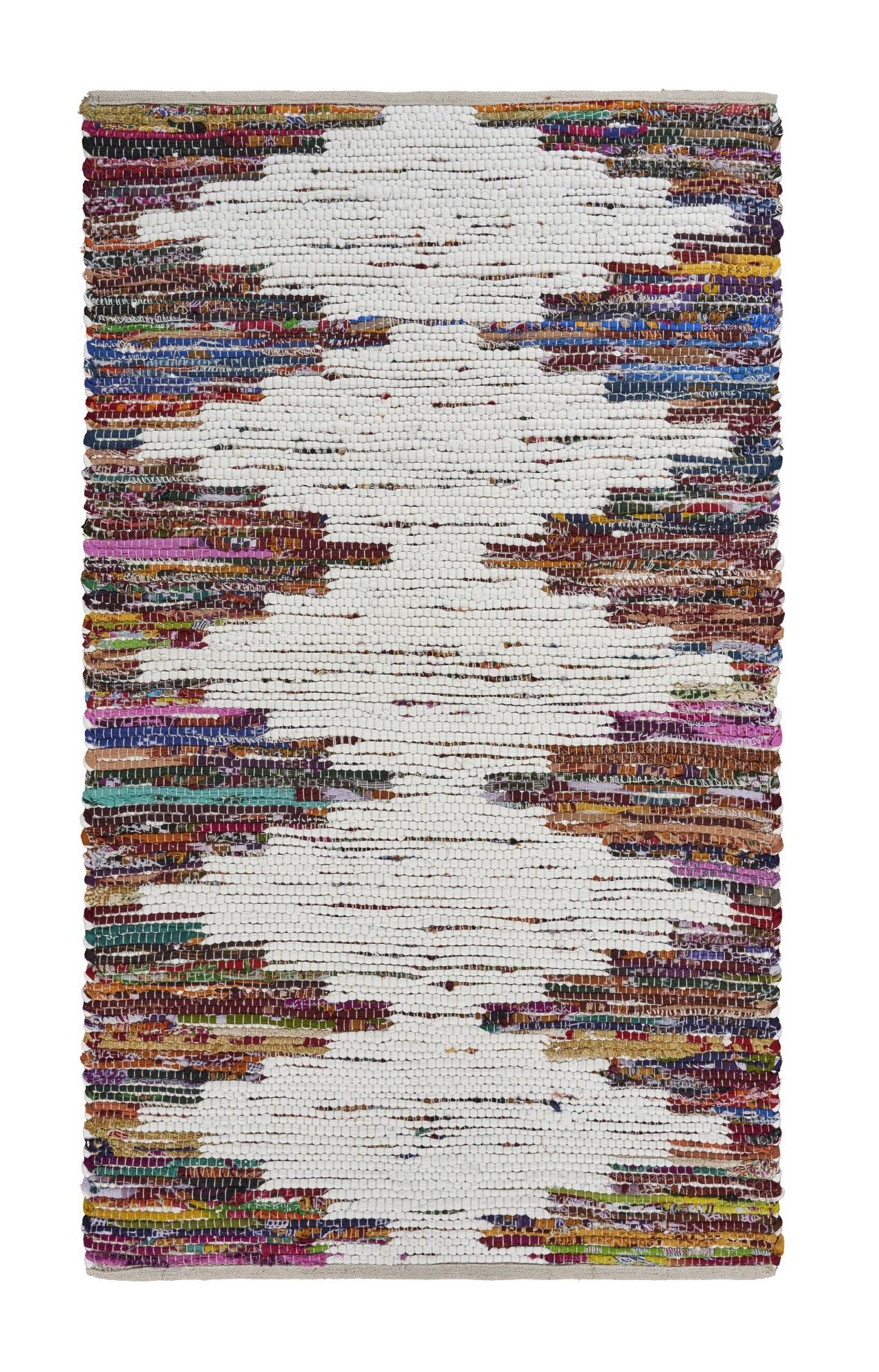 3’ x 5’ White and Colorful Chindi Area Rug