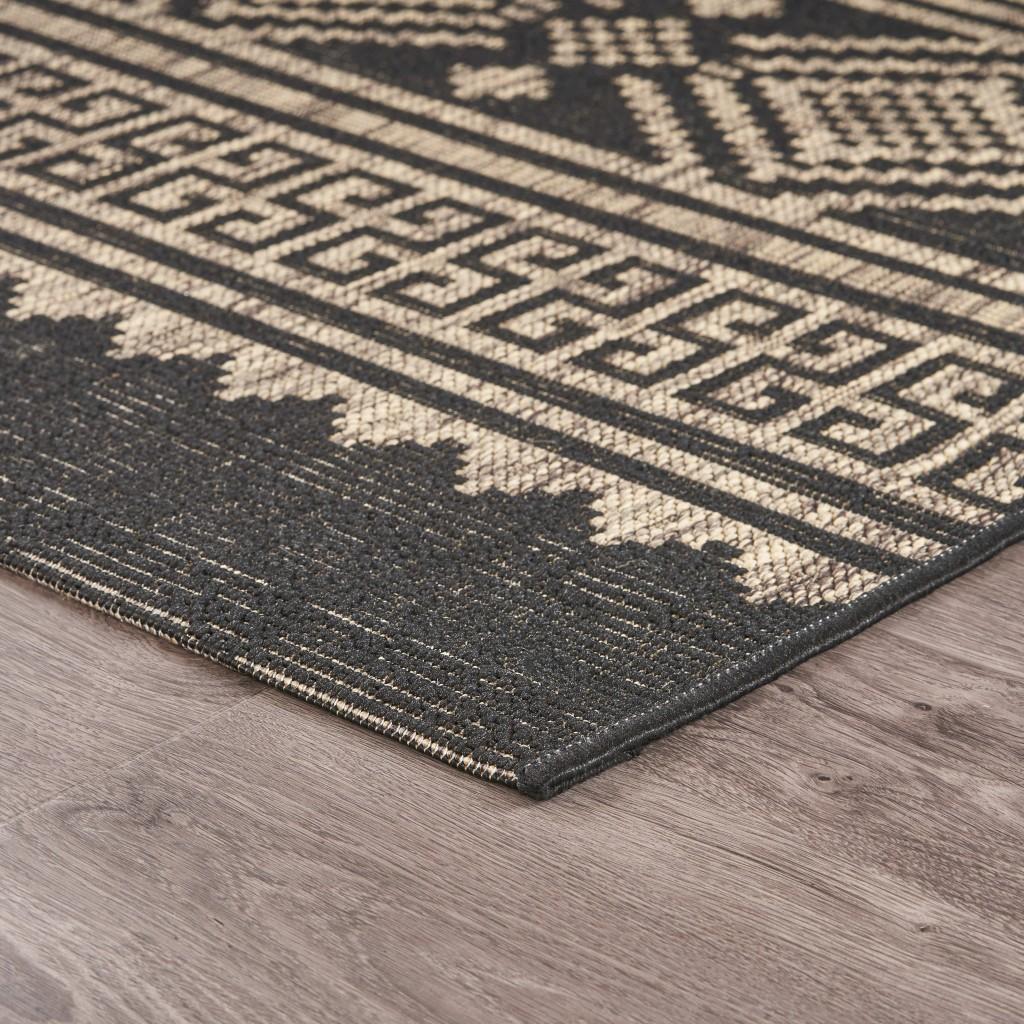 5’ x 8’ Black Geometric Indoor Outdoor Area Rug