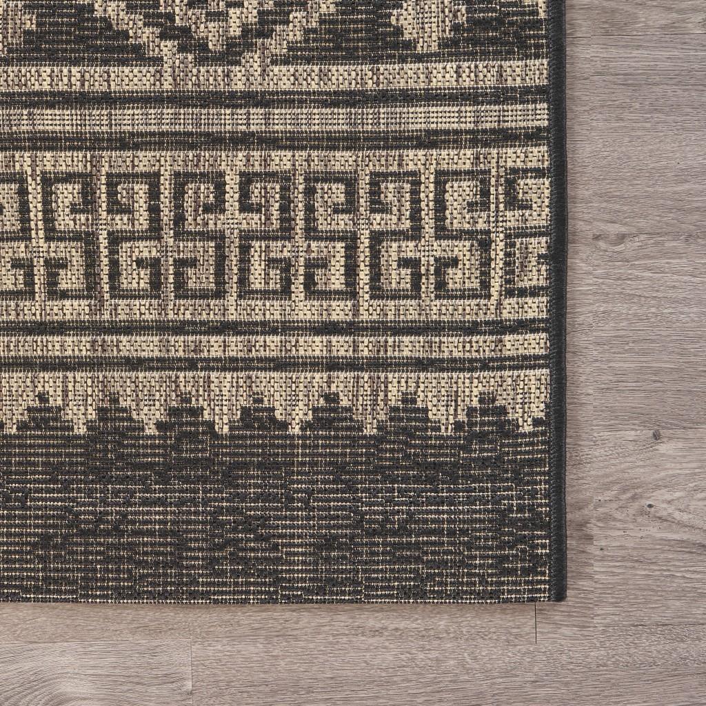 5’ x 8’ Black Geometric Indoor Outdoor Area Rug