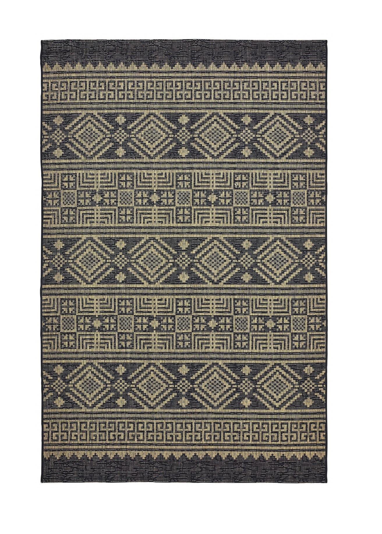 5’ x 8’ Black Geometric Indoor Outdoor Area Rug