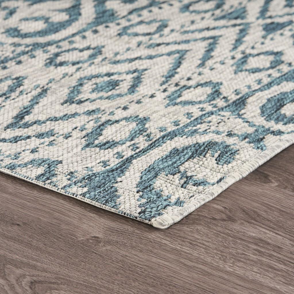 5’ x 8’ Blue Geometric Indoor Outdoor Area Rug