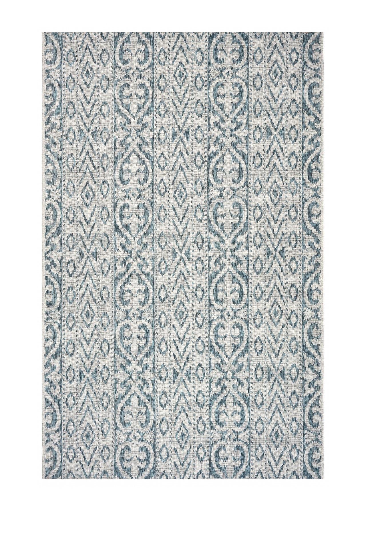 5’ x 8’ Blue Geometric Indoor Outdoor Area Rug