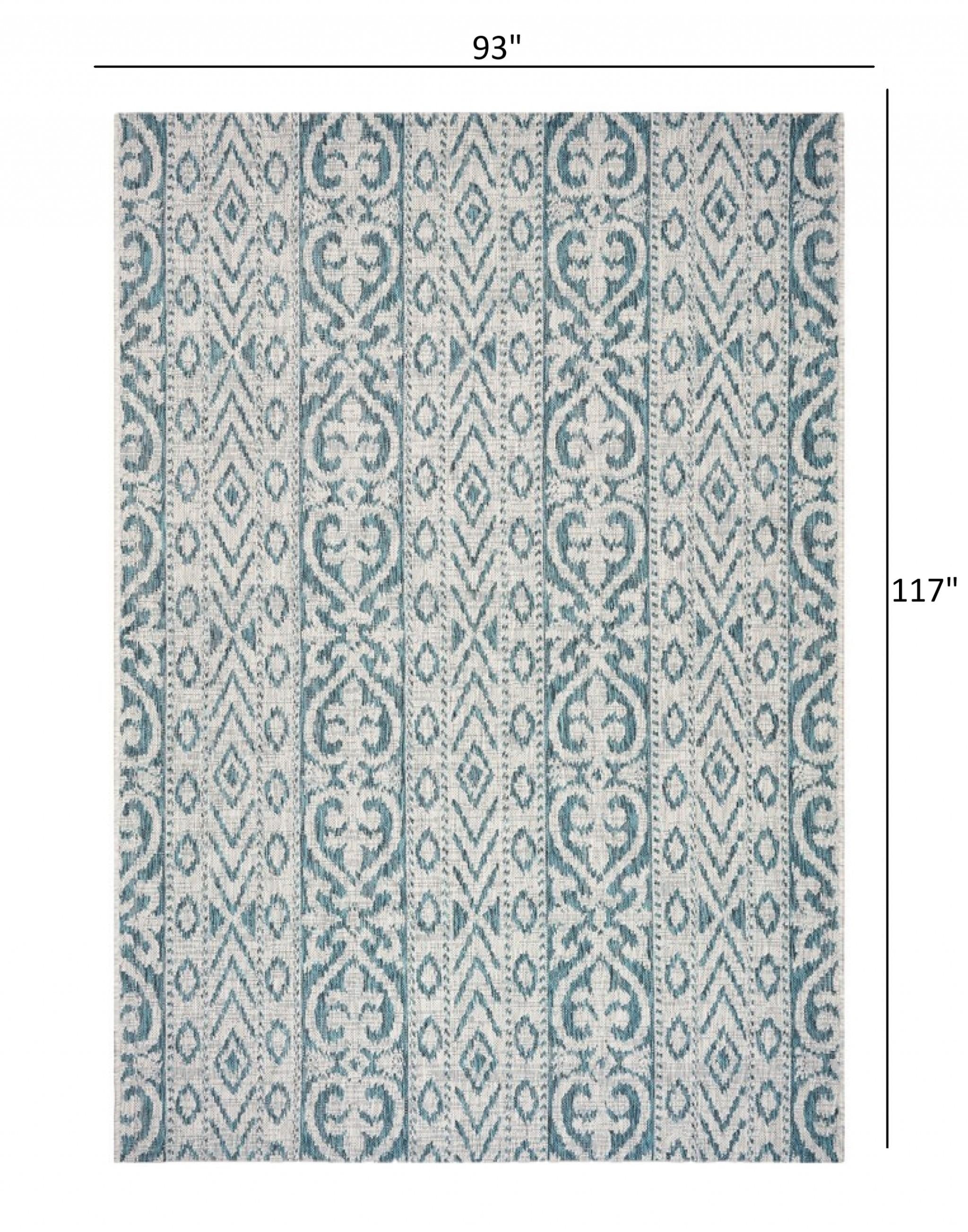 8’ x 10’ Blue Geometric Indoor Outdoor Area Rug