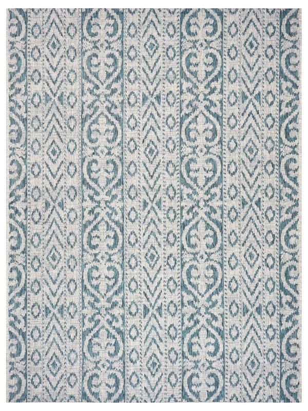 8’ x 10’ Blue Geometric Indoor Outdoor Area Rug