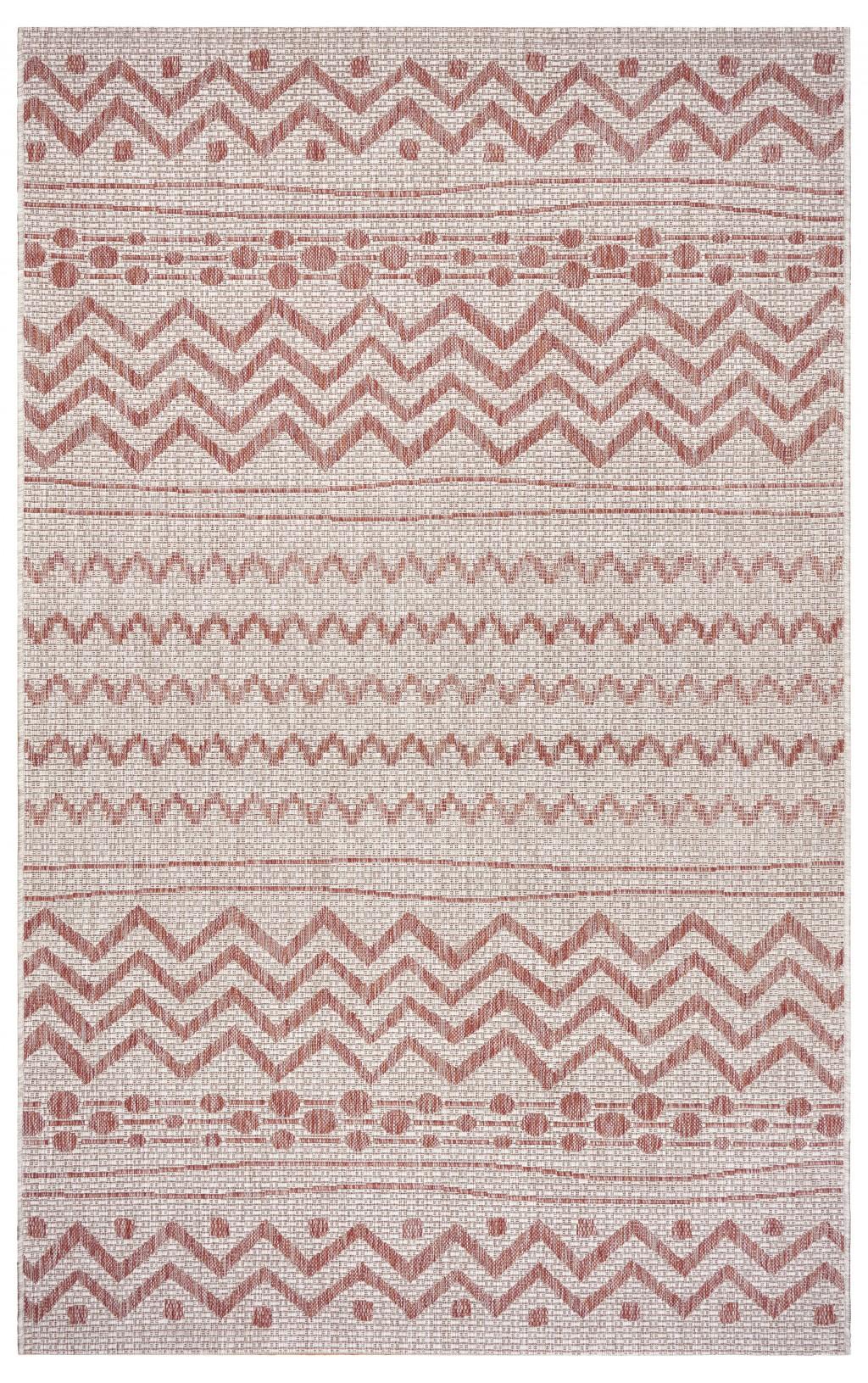 5’ x 8’ Red Zigzag Indoor Outdoor Area Rug